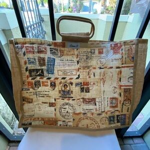NEW Diane B. Vintage Postcard Print  Jute Tote Bag